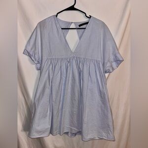 Trafaluc Collection Zara Dress Blue Babydoll Dress with Shorts Size M